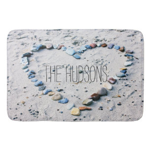 Mooie Strand Hart Vorm Stenen Custom Badmat