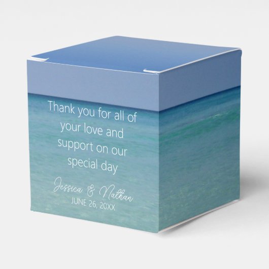 Mooie strand horizon gepersonaliseerde bruiloft bedankdoosjes (Voorkant Zijde)