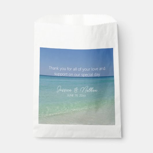 Mooie strand horizon gepersonaliseerde bruiloft bedankzakje (Voorkant)