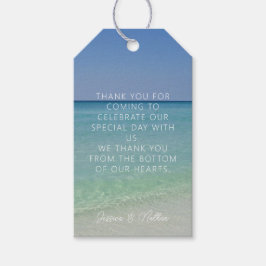 Mooie strand horizon gepersonaliseerde bruiloft cadeaulabel