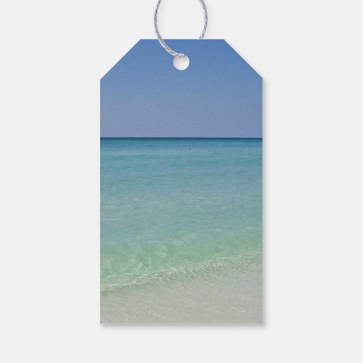 Mooie strand horizon gepersonaliseerde bruiloft cadeaulabel (Achterkant)