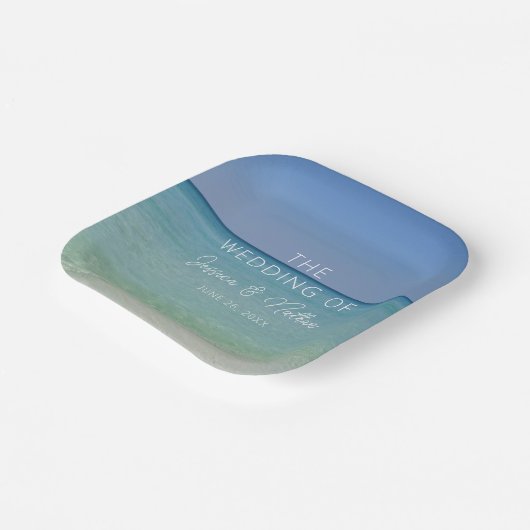 Mooie strand horizon gepersonaliseerde bruiloft papieren bordje (Gebogen)