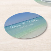 Mooie strand horizon gepersonaliseerde bruiloft ronde kartonnen onderzetter (Gebogen)