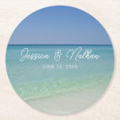 Mooie strand horizon gepersonaliseerde bruiloft ronde kartonnen onderzetter (Voorkant)