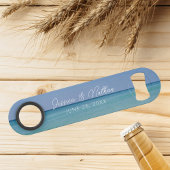 Mooie strand horizon gepersonaliseerde bruiloft speed flessenopener