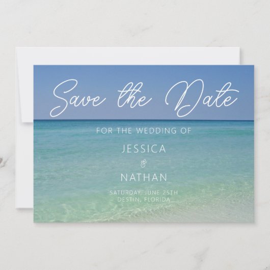 Mooie strand horizonfotografie aan zee save the date (Voorkant)