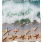 Mooie strand oceaan golven zeester douchegordijn (Voorkant)