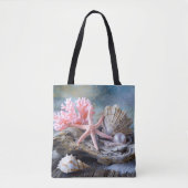 Mooie Strand Roze Koraal Zeeschelpen Parels Tote Bag (Voorkant)