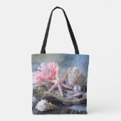 Mooie Strand Roze Koraal Zeeschelpen Parels Tote Bag (Achterkant)