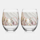 Mooie Strand Roze Koraal Zeeschelpen Parels Wijnglas Zonder Voet (Achterkant)