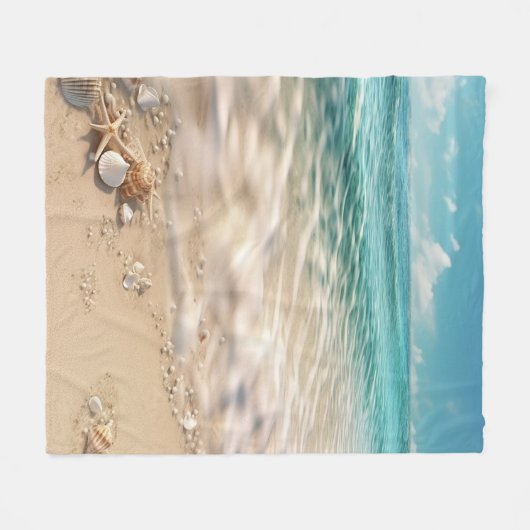 Mooie strand scene fleece deken (Voorkant (Horizontaal))