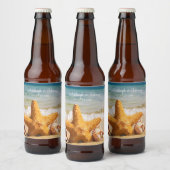 Mooie Strand Scène met Starfish bruiloft Bier Etiket (Flessen)