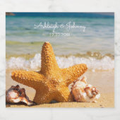 Mooie Strand Scène met Starfish bruiloft Bier Etiket (Enkel label)
