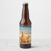 Mooie Strand Scène met Starfish bruiloft Bier Etiket (Voorkant)
