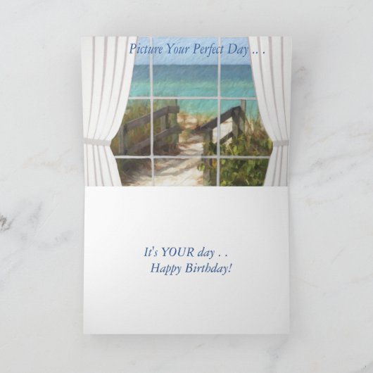 Mooie strand scene verjaardag Kaart (Binnen)