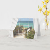 Mooie strand scene verjaardag Kaart (Gele Bloem)