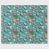Mooie strand schelp patroon cadeaupapier (Vlak)