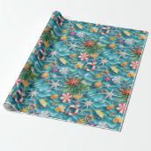 Mooie strand schelp patroon cadeaupapier (Uitgerold)