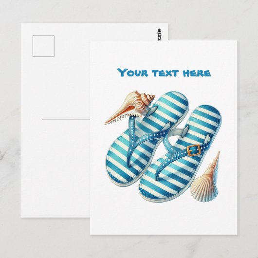Mooie strand teenslippers briefkaart (Voorkant / Achterkant)