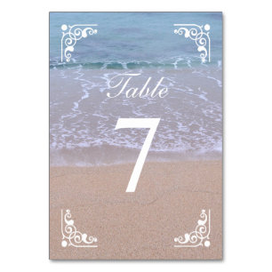 Mooie strand thema tafel nummers tweezijdig kaart