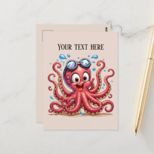 Mooie strand toevoegen tekst Zomer octopus Briefkaart