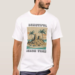 Mooie strand vibes een zandkasteel zonsondergang t-shirt
