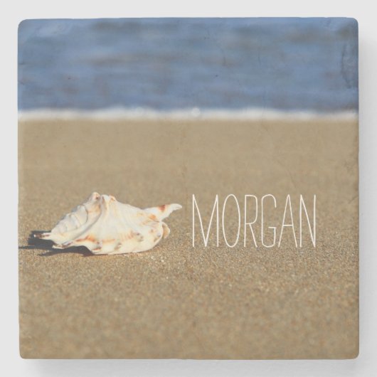 Mooie strand Waves | Seashell Monogram Stenen Onderzetter (Voorkant)