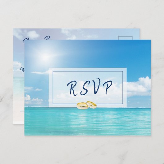 Mooie Strand Wedding RSVP kalligrafie | suite Briefkaart (Voorkant / Achterkant)