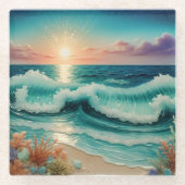 Mooie strand Zee Waves Onderzetter (Voorkant)