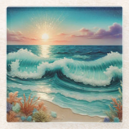 Mooie strand Zee Waves Onderzetter