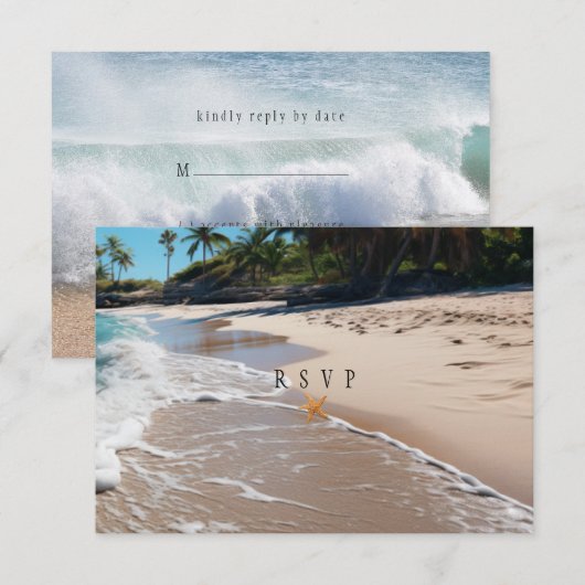 Mooie strand zomer tropisch huwelijk   RSVP kaartje (Voorkant / Achterkant)