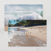 Mooie strand zomer tropische bruiloft RSVP kaartje (Voorkant / Achterkant)