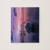 Mooie strand zon met Paddle Boat Paarse Sky Legpuzzel (Verticaal)