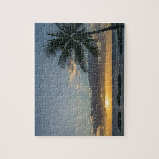 Mooie strand zonnepalm Trees Clouds Legpuzzel (Verticaal)