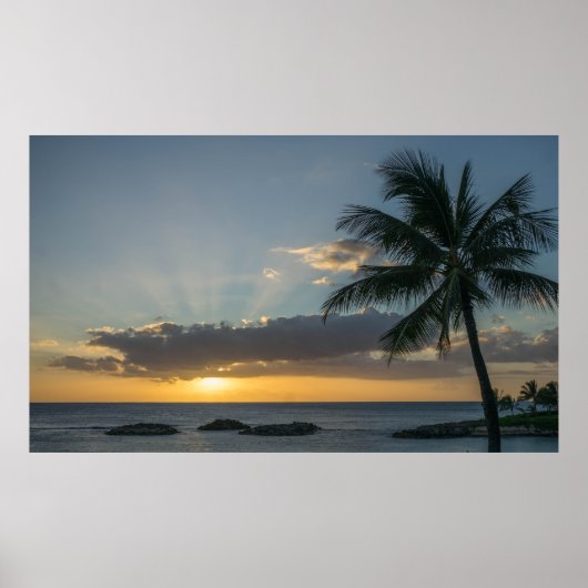 Mooie strand zonnepalm Trees Clouds Poster (Voorkant)