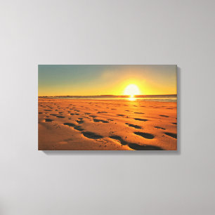 Mooie strand zonsondergang canvasprint canvas afdruk