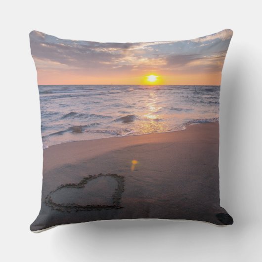 Mooie strand zonsondergang hart werpkussen kussen (Achterkant)