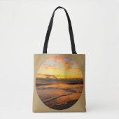 MOOIE STRAND ZONSONDERGANG OP BRUINE ACHTERGROND TOTE BAG (Voorkant)