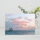 Mooie strand zonsondergang Save the Date (Staand voorkant)