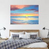 Mooie strand zonsondergang schilderij Canvas Print (Insitu (Slaapkamer))