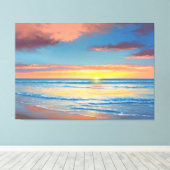 Mooie strand zonsondergang schilderij Canvas Print (Insitu (Houten vloer))