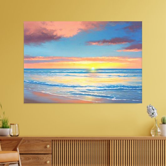 Mooie strand zonsondergang schilderij Canvas Print (Insitu (Woonkamer))