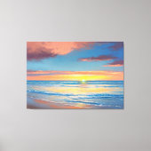 Mooie strand zonsondergang schilderij Canvas Print (Voorkant)
