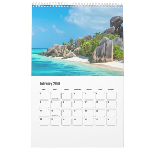 Mooie stranden van Mauritius en de Seychellen Kalender (Feb 2026)