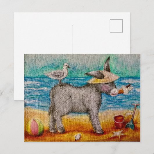 Mooie strandezel briefkaart (Voorkant / Achterkant)