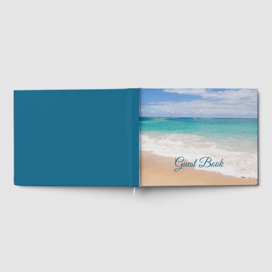 Mooie strandfoto met oceaangolven gastenboek (Volledig)
