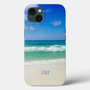 Mooie strandfoto monogram oceaan golven zeekant iPhone 13 hoesje