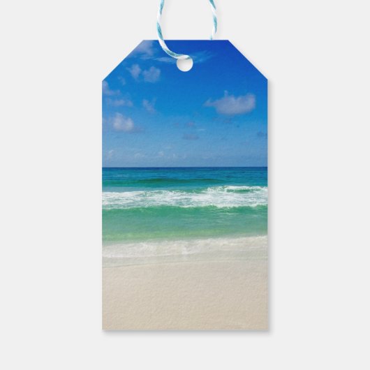 Mooie strandfotografie Oceaangolven Trouwdag Cadeaulabel (Achterkant)