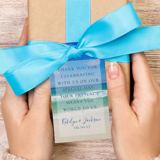 Mooie strandfotografie Oceaangolven Trouwdag Cadeaulabel