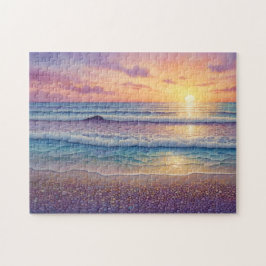 Mooie strandgolven en kustkunst legpuzzel